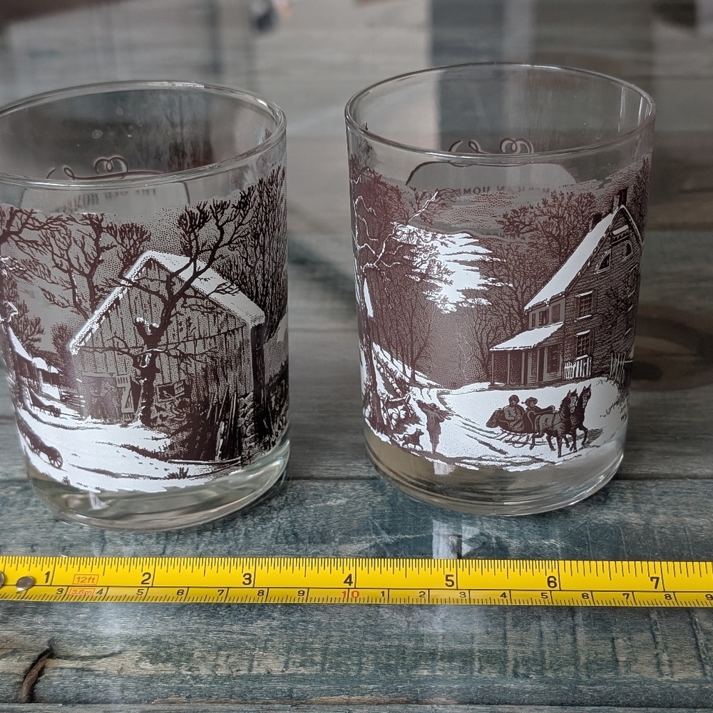 Currier & Ives | Vintage Glasses |  American Homestead in Winter - Picture 5 of 7